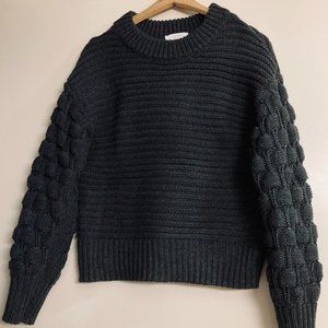 LIKE NEW! Mock neck, knit, bubble sleeved sweater